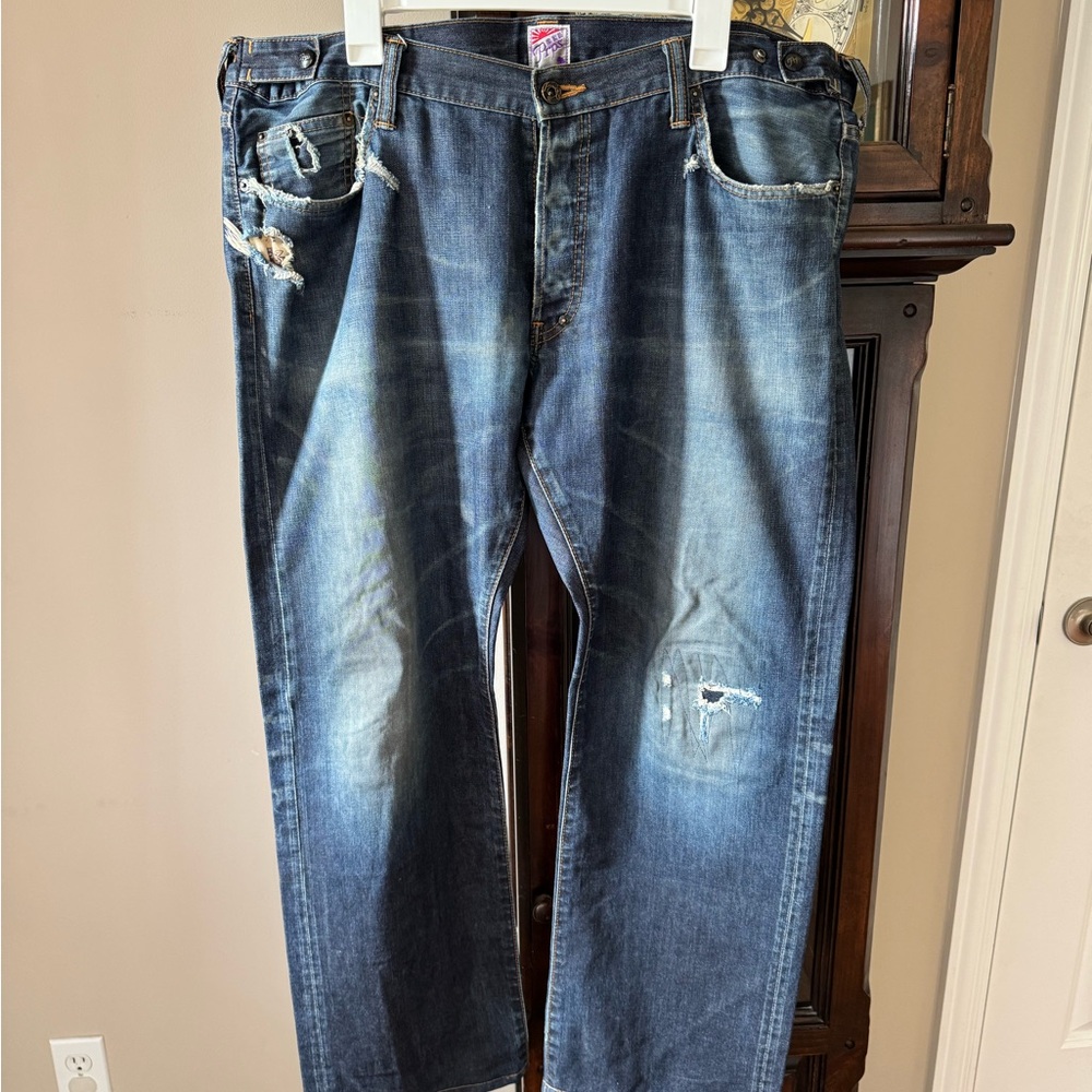 PRPS Blue Relaxed Fit Distressed Jeans